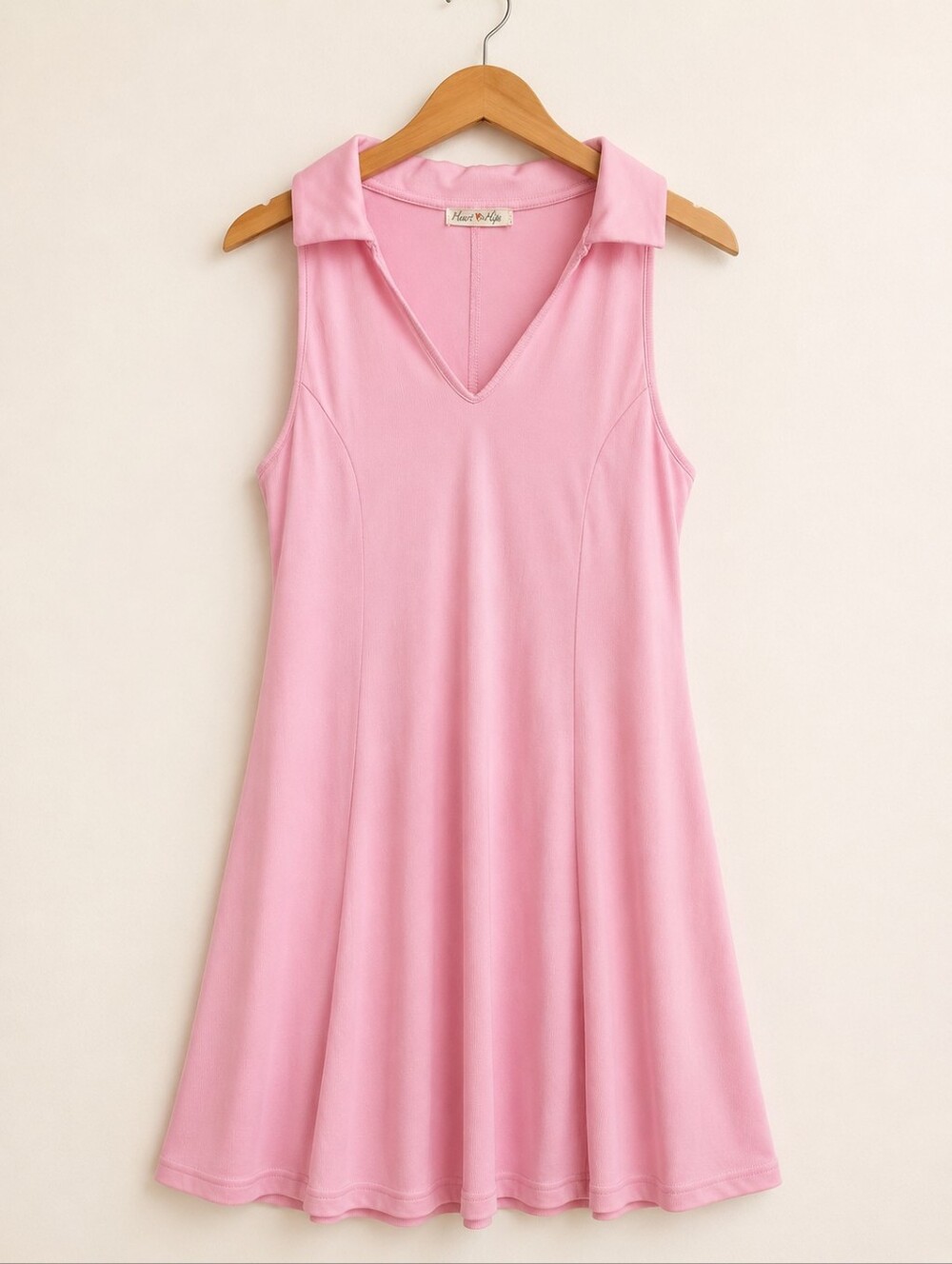 Heart & Hips Pink Sleeveless Collared A-Line Dress Size Large